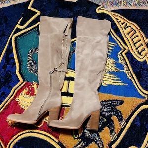 Heeled boots, tan, size 8